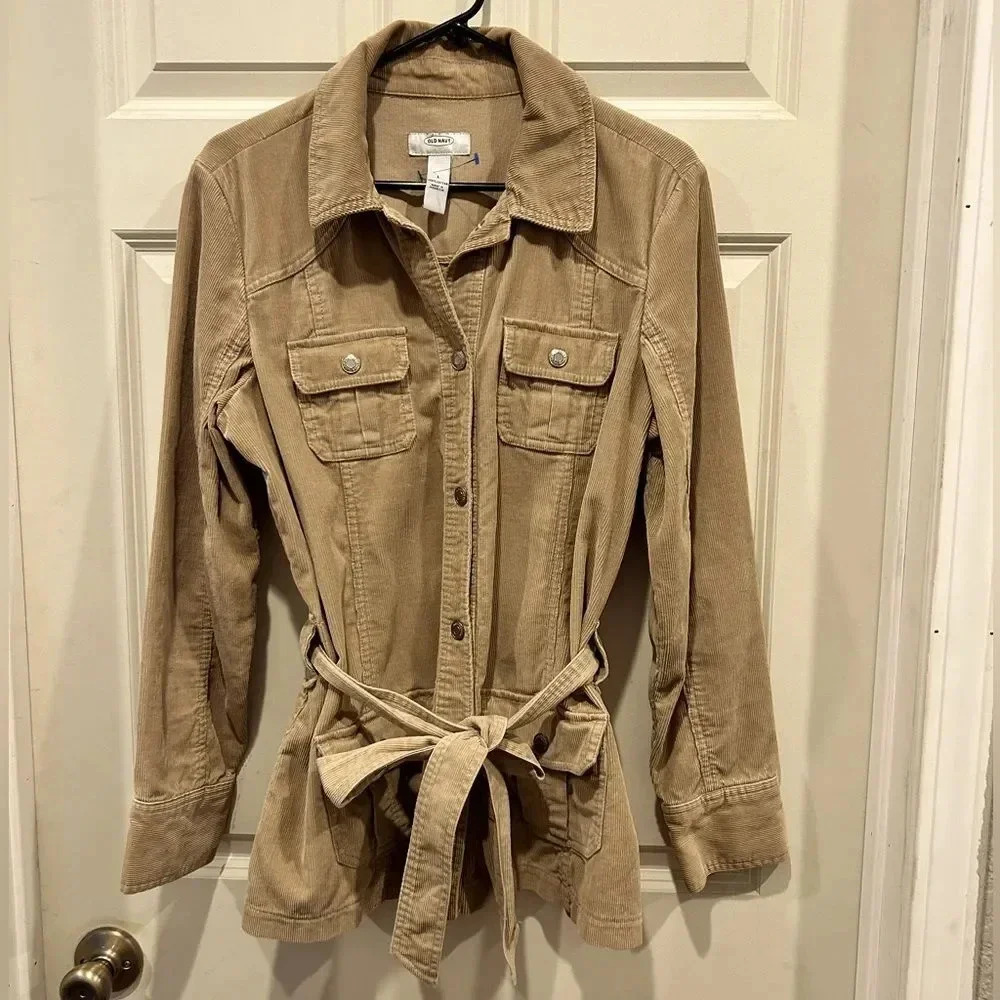 Old Navy Vintage Cotton Tan Belter Corduroy‎ Jacket size Large